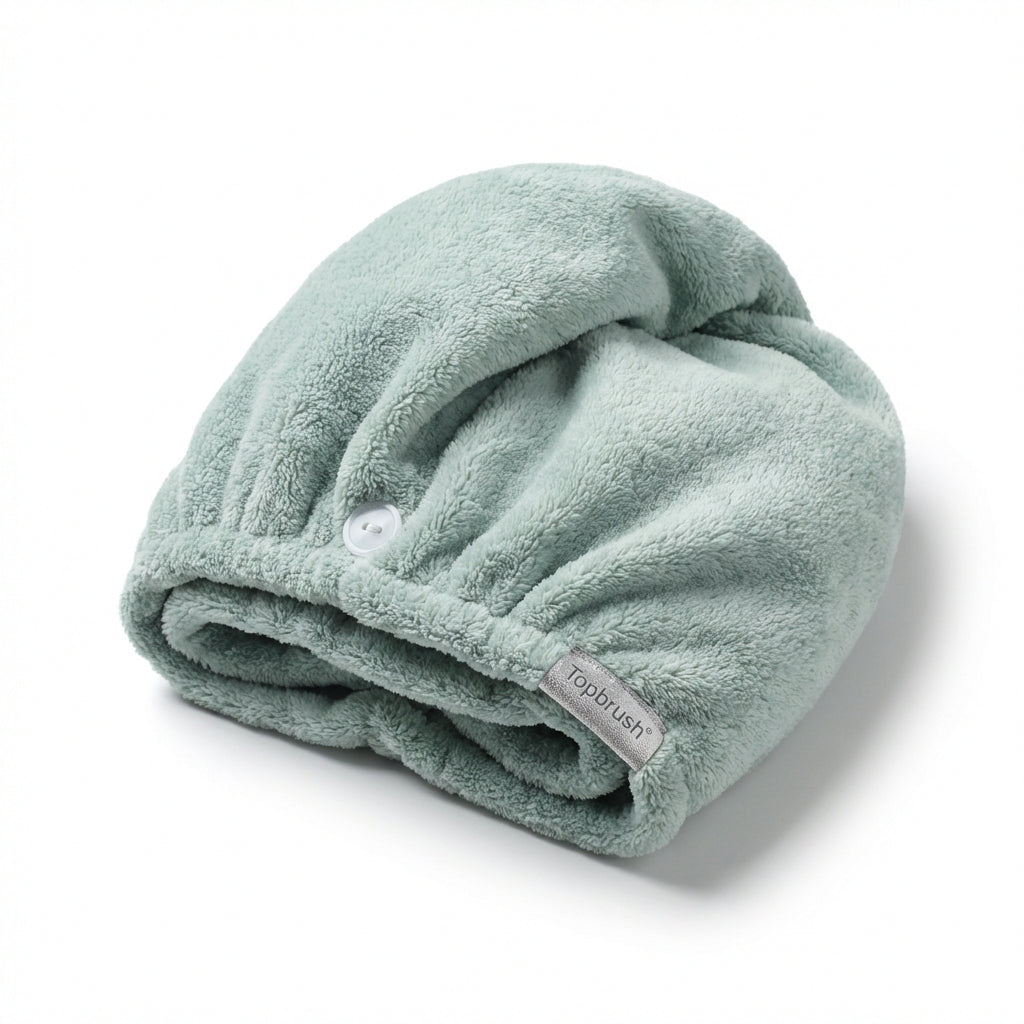 serviette_microfibre_cheveux_topbrush_vert_sauge