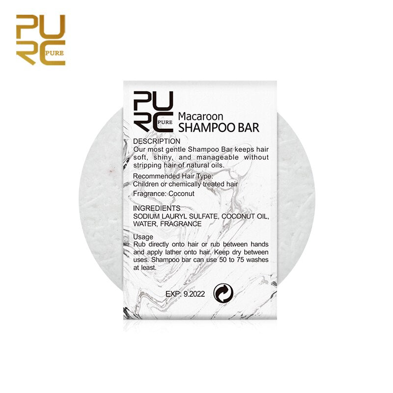 Pure shampoing solide Macaroon "enfants/cheveux traités chimiquement" - topbrush